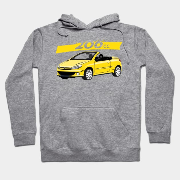 City car 206 cc Coupe Cabriolet france yellow Hoodie by creative.z